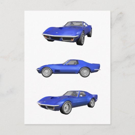 1970 Corvette: Blauwe afwerking: Briefkaart (Voorkant)
