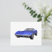 1970 Corvette Sportauto: Blauwe afwerking Briefkaart (Staand voorkant)