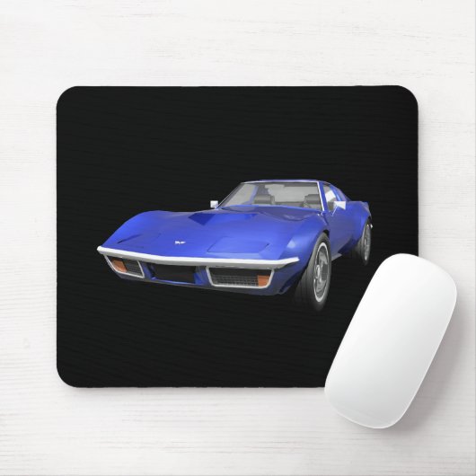 1970 Corvette Sportauto: Blauwe afwerking Muismat (Met muis)