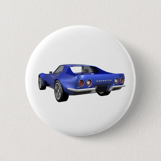 1970 Corvette Sportauto: Blauwe afwerking Ronde Button 5,7 Cm (Voorkant)