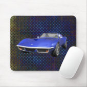 1970 Corvette Sportauto: Blauwe finse: Mousepad Muismat (Met muis)