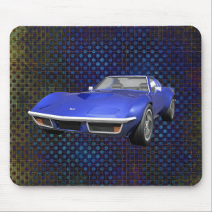 1970 Corvette Sportauto: Blauwe finse: Mousepad Muismat
