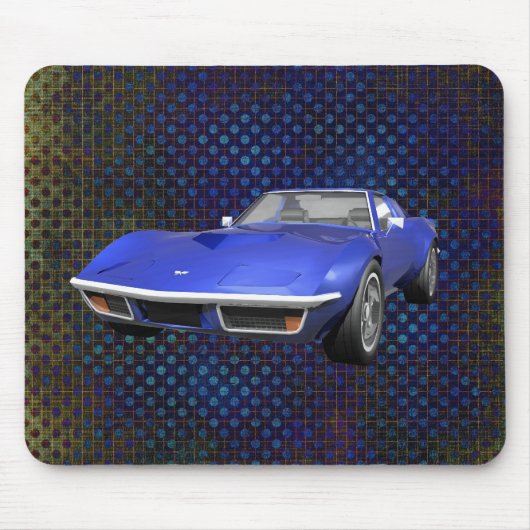 1970 Corvette Sportauto: Blauwe finse: Mousepad Muismat (Voorkant)