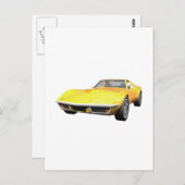 1970 Corvette Sportauto: Gele finish Briefkaart (Voorkant / Achterkant)