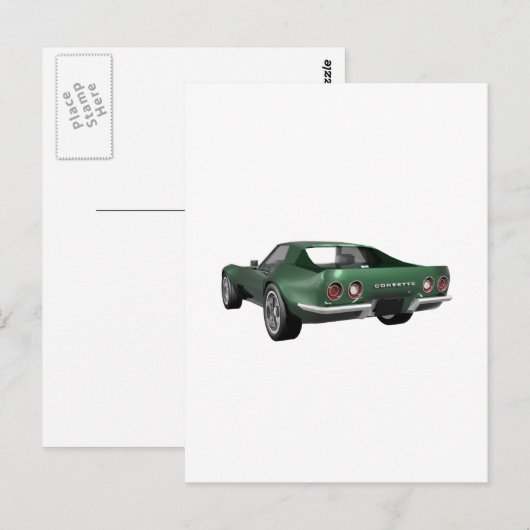 1970 Corvette Sportauto: Groene afwerking Briefkaart (Voorkant / Achterkant)