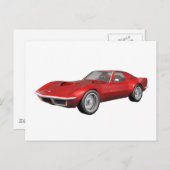 1970 Corvette Sportauto: Rode afwerking Briefkaart (Voorkant / Achterkant)