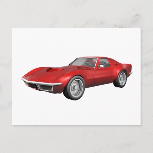 1970 Corvette Sportauto: Rode afwerking Briefkaart (Voorkant)