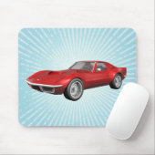 1970 Corvette Sportauto: Rode afwerking: Mousepad Muismat (Met muis)