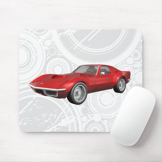 1970 Corvette Sportauto: Roodfinse: Mousepad Muismat (Met muis)