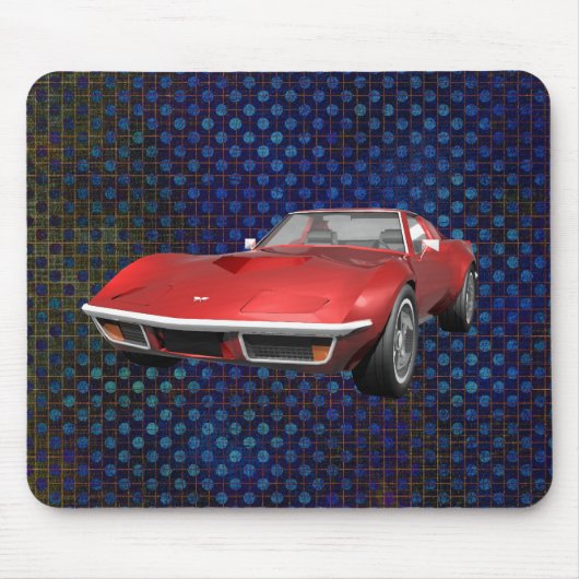 1970 Corvette Sportauto: Roodfinse: Mousepad Muismat (Voorkant)