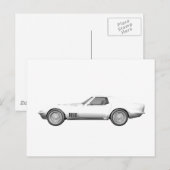 1970 Corvette Sportauto: Witte afwerking Briefkaart (Voorkant / Achterkant)