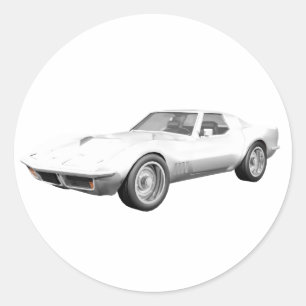 1970 Corvette Sportauto: witte finish Ronde Sticker