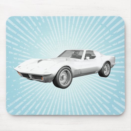 1970 Corvette Sportauto: Witte finse: Mousepad Muismat (Voorkant)