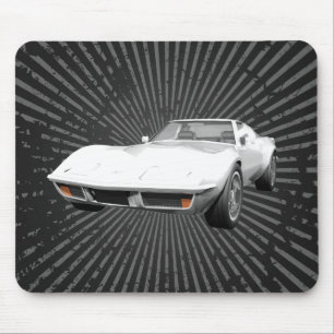 1970 Corvette Sportauto: Witte finse: Mousepad Muismat