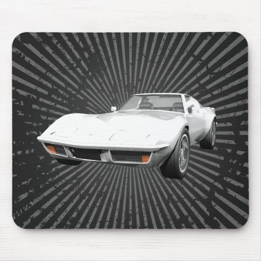 1970 Corvette Sportauto: Witte finse: Mousepad Muismat (Voorkant)