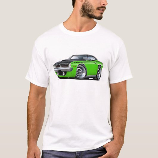 1970 Cuda AAR Limoen-Black Bovenste auto T-shirt (Voorkant)