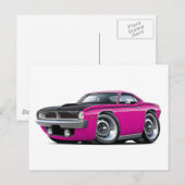 1970 Cuda AAR Roze auto Briefkaart (Voorkant / Achterkant)