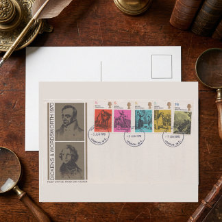 1970 Dickens & Wordsworth First Day Cover Antique Briefkaart