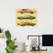 1970 Drie Spier Auto's Poster (Thuiskantoor)