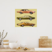 1970 Drie Spier Auto's Poster (Keuken)