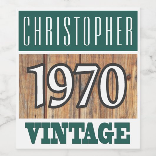 1970 Geboorte Wijn Label Etiket (Enkel label)