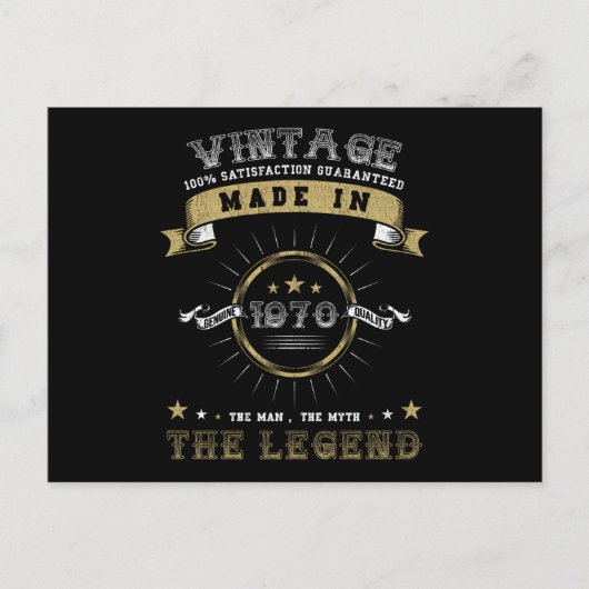 1970 Geboren Verjaardag Vintage Briefkaart (Voorkant)