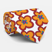 1970 Groovy Pop Art Tangerine Flower Stropdas (Opgerold)