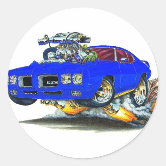 1970 GTO blauwe auto Ronde Sticker (Voorkant)