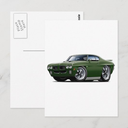 1970 GTO Dark Green Car Briefkaart (Voorkant / Achterkant)
