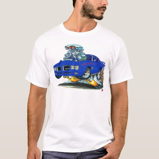 1970 GTO rechter blauwe auto T-shirt (Voorkant)