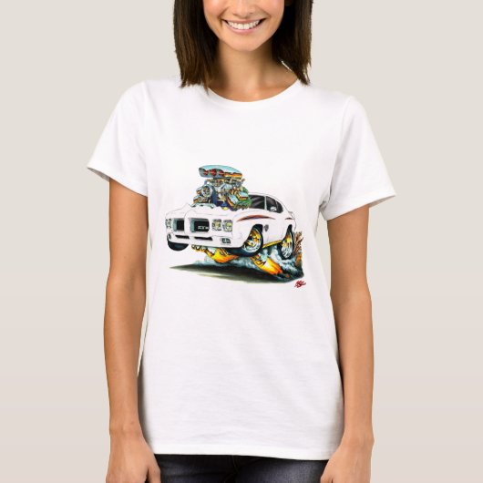 1970 GTO rechter witte auto T-shirt (Voorkant)