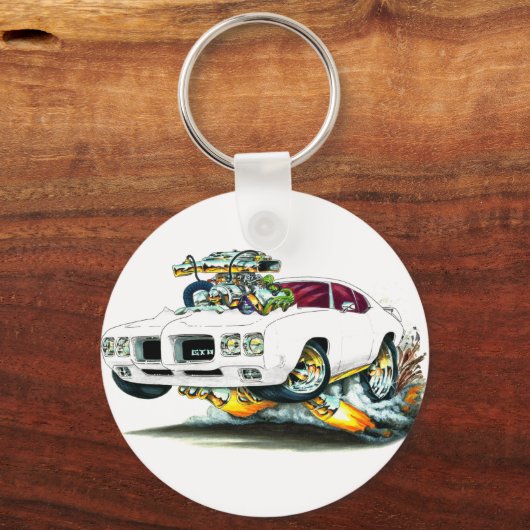 1970 GTO witte auto Sleutelhanger (Voorkant)