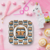 1970 Hippie Van Retro Stijl Verjaardag Papieren Bordje (Feest)