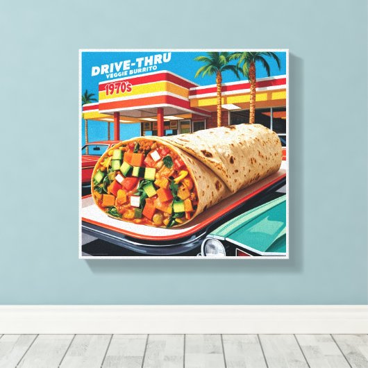 1970 Los Angeles Burrito Canvas Afdruk (Insitu (Houten vloer))