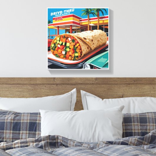 1970 Los Angeles Burrito Canvas Afdruk (Insitu (Slaapkamer))