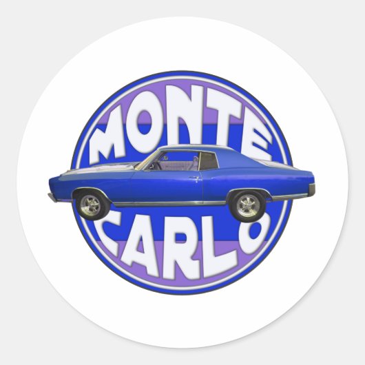 1970 Monte Carlo Midnight Blue Ronde Sticker (Voorkant)