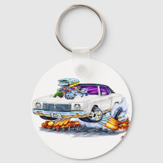 1970 Monte Carlo White Car Sleutelhanger (Voorkant)
