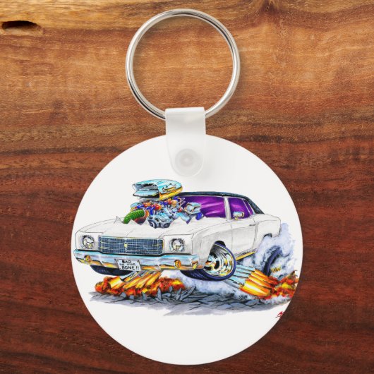 1970 Monte Carlo White Car Sleutelhanger (Voorkant)