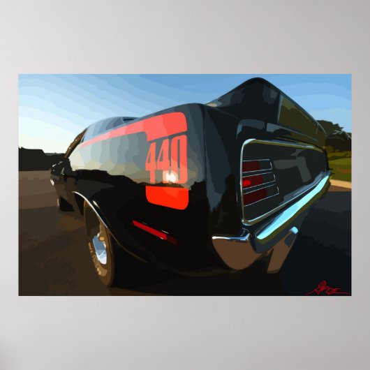 1970 Plymouth 'Cuda 440 Art Print Poster (Vectoriz (Voorkant)