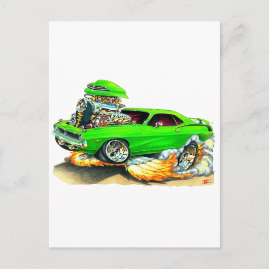 1970 Plymouth Cuda Green Car Briefkaart (Voorkant)