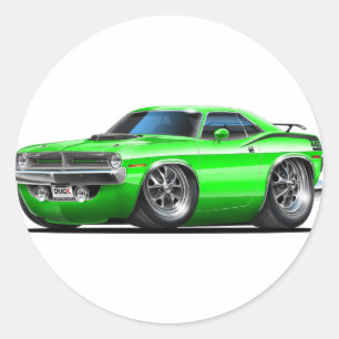 1970 Plymouth Cuda Groene Auto Ronde Sticker