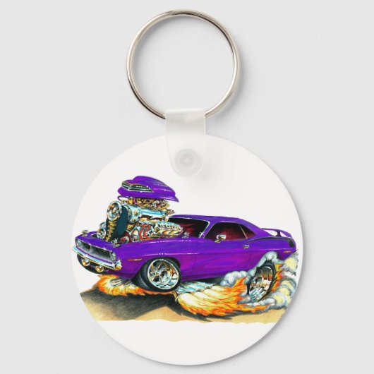 1970 Plymouth Cuda Paarse auto Sleutelhanger (Voorkant)