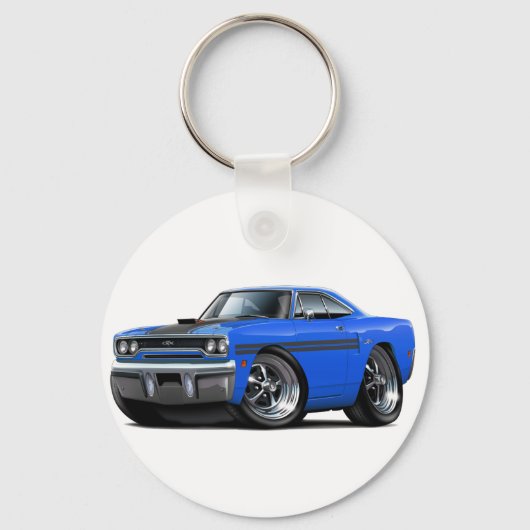1970 Plymouth GTX Blue-Black Car Sleutelhanger (Voorkant)
