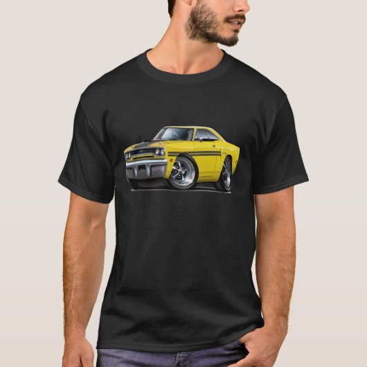 1970 Plymouth GTX Geel-Black Car T-shirt (Voorkant)