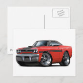 1970 Plymouth GTX Red-Black Top Car Briefkaart (Voorkant / Achterkant)