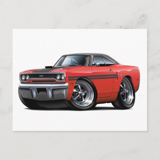 1970 Plymouth GTX Red-Black Top Car Briefkaart (Voorkant)