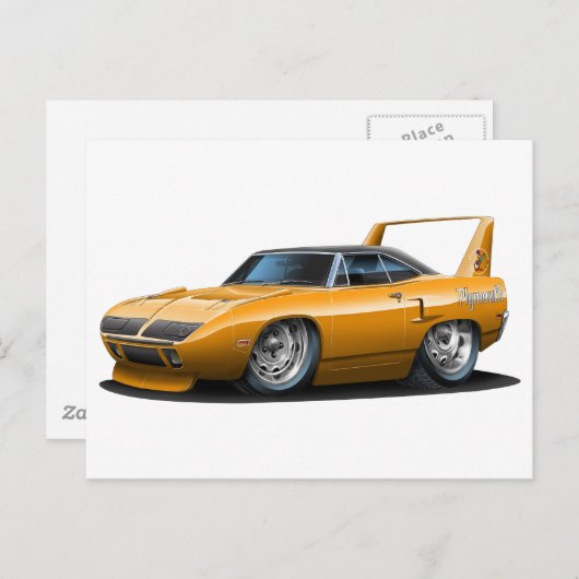 1970 Plymouth Superbird Oranje Car Briefkaart (Voorkant / Achterkant)