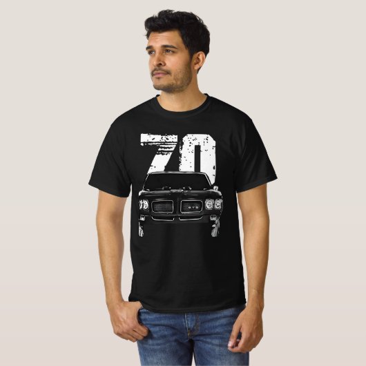1970 Pontiac GTO Front Grill Uitzicht met jaar T-shirt (Voorkant volledig)