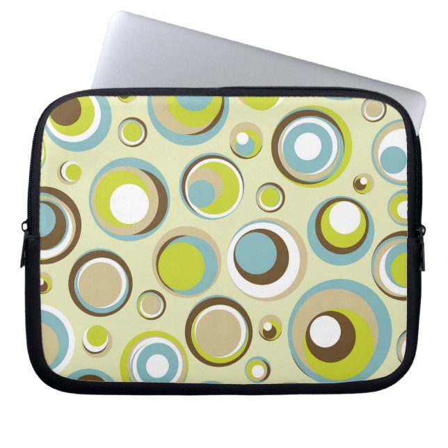 1970 Retro Circle Patroon Print Beschermend Hoesje Laptop Sleeve (Voorkant)