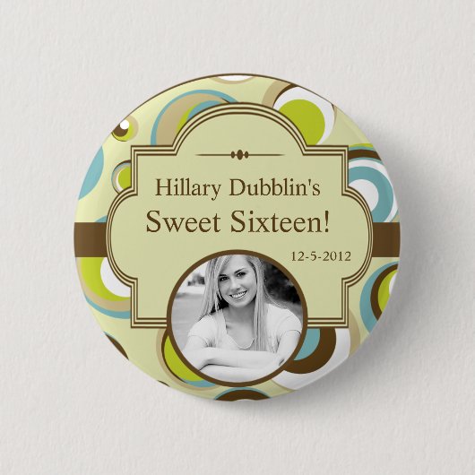 1970 Retro Circle Pattern Fabric Foto Button (Voorkant)